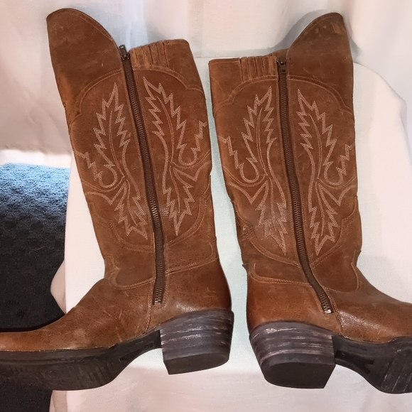 ARIAT 10010251 MURRIETA BROWN LEATHER OVER THE KNEE ZIP COWBOY BOOTS WOMEN'S 10B - Picture 3 of 9